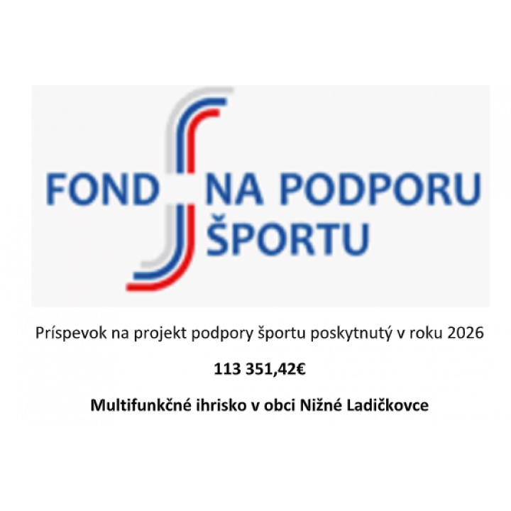 Multifinkčné ihrisko - Získaný príspevok 113 351,42€ z Fondu na podporu športu
